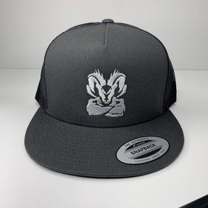 Dodge Ram Tough Cap Yupoong Gray/Black Snapback, Flat Bill. NEW